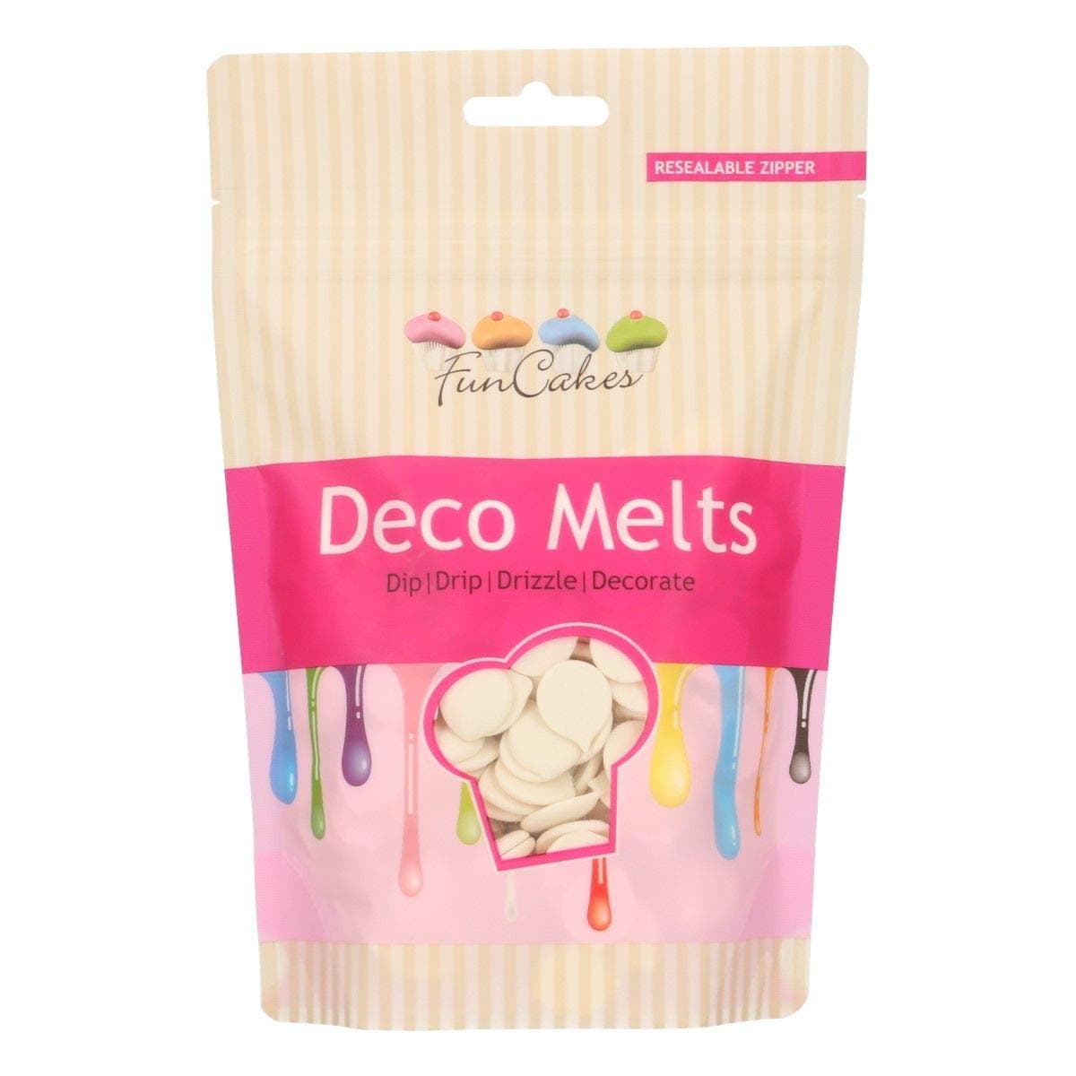 FunCakes Deco Melts Extreme White - Melt in Microwave and Pour in Every Shape, Make Candy, Drip Cakes, Lollipops and Decorate Cakes, Cookies and Cupcakes AZO Free 250 g