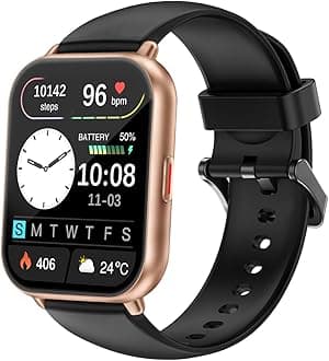 RUIMEN Smartwatch Compatible with iPhone and Android with Call Function Smart Watch Pedometer Watch with Incoming Call & Message Notification Flashlight Weather Forecast Music Control Over 100 Types