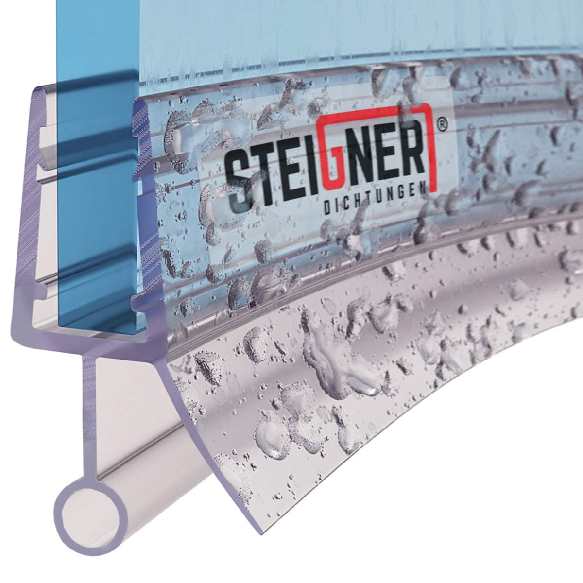 STEIGNER 40cm UK08 Curved Shower Screen Seal Suitable for Use On Glass Thicknesses of 6/7 / 8 mm Stops Leaks and Creates A Barrier for Round Enclosures