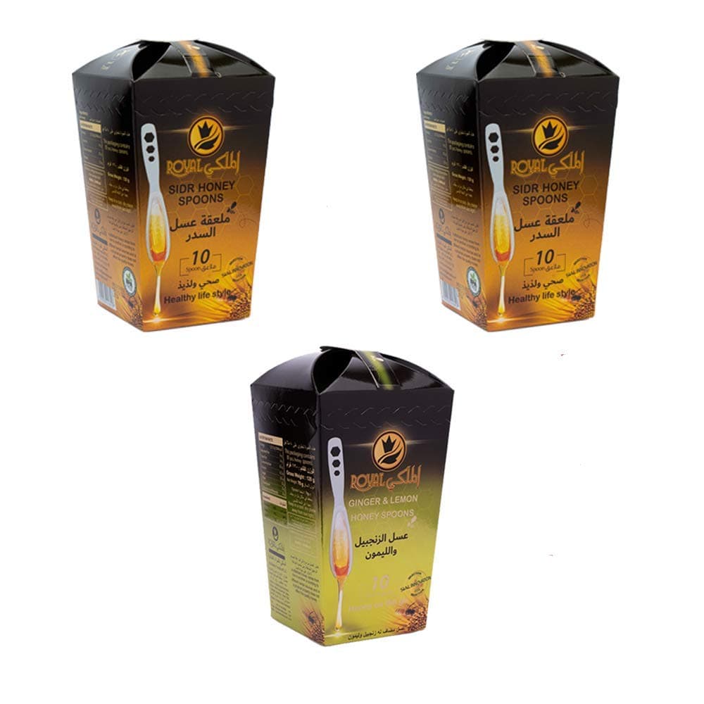 Al Malaky’s Offer 2 Set Sider Honey Spoon and 1 Set Ginger Lemon Honey Spoon 100% Natural Honey