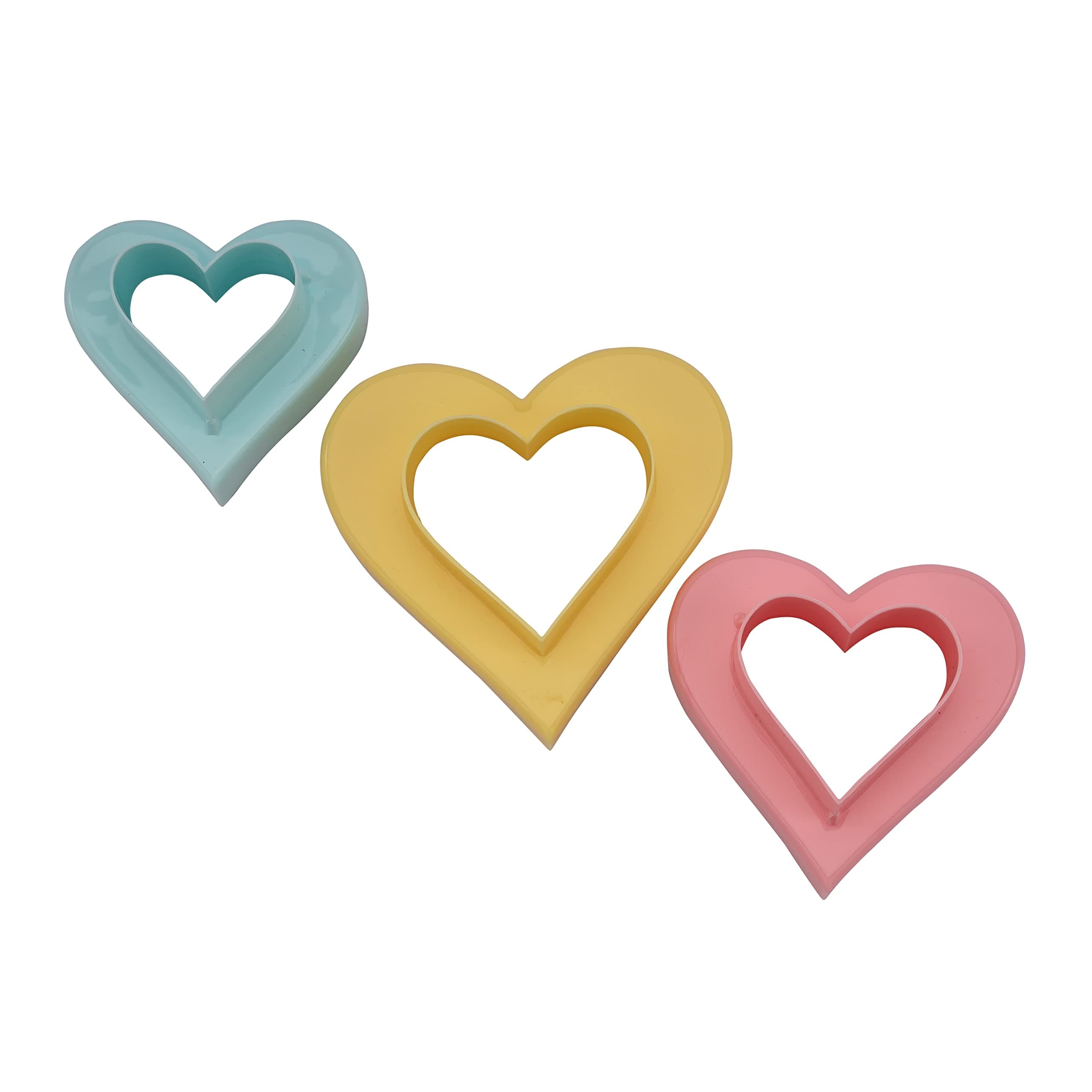 Royalford Double Side Cookie Cutter, 3pcs PP Polymer RF10968 | Heart Shape Cutter Baking Tools & Accessories Soft Edge Multicolor