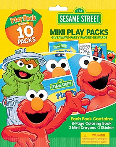 Bendon Sesame Street Mini Coloring Book Set, Each with 2 Mini Crayons, Sticker, 10-Pack (Sesame Street)
