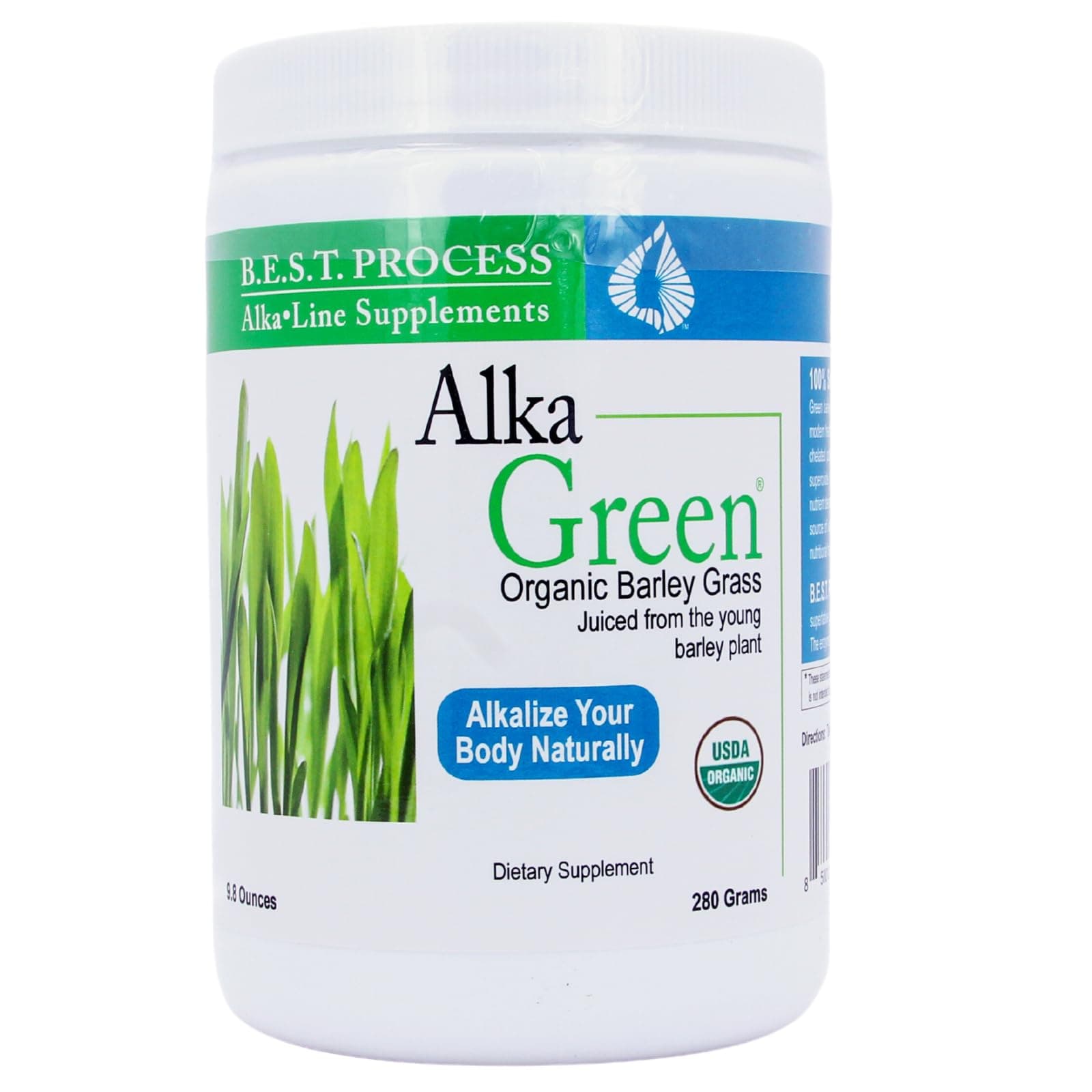 Alka•Green Powder Best Process Alkaline — Nutrient Dense Organic Barley Grass Supplement — Natural Source of Enzymes & Amino Acids