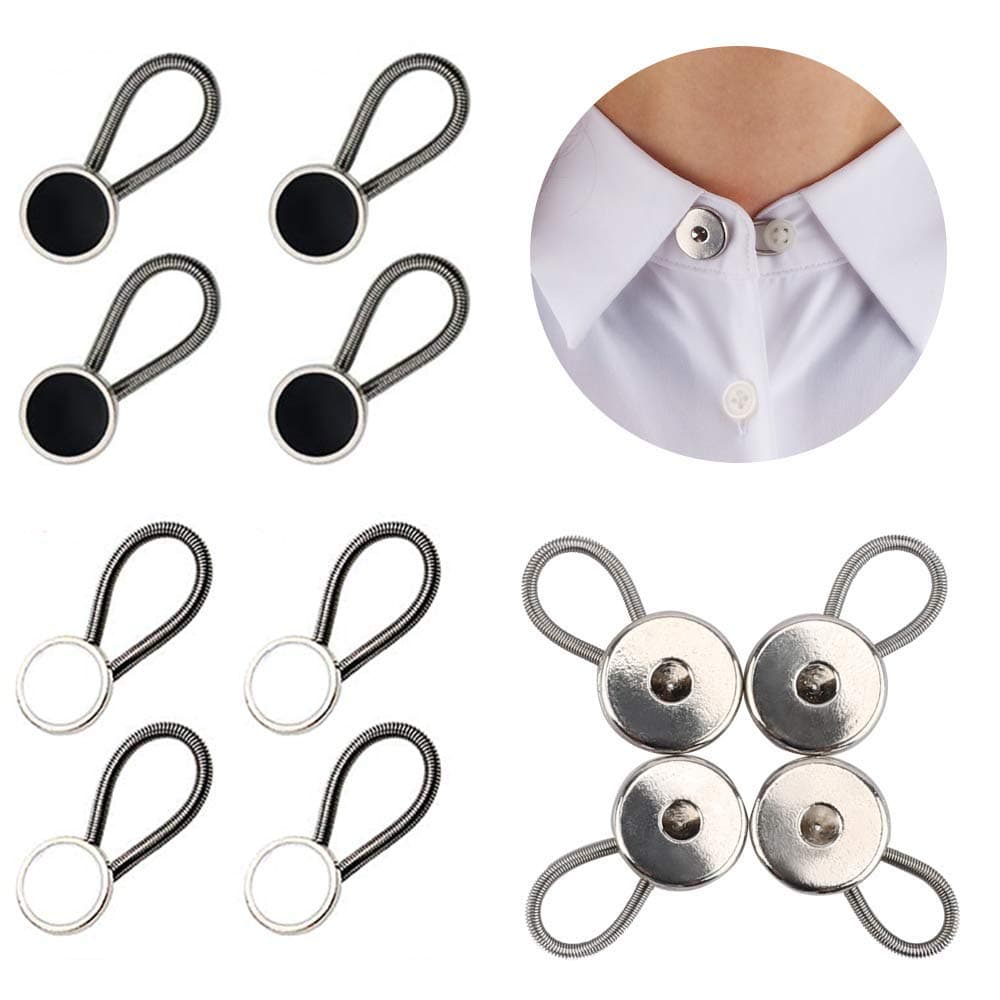 Metal Collar Buttons Extenders Elastic Neck Extender Wonder Button for 1/2 Size Expansion of Men Dress Shirts