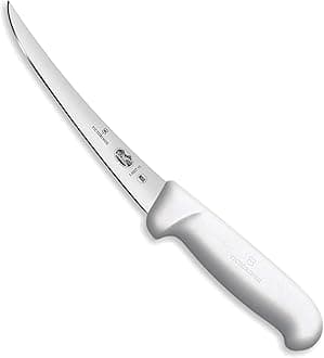 Victorinox Cutlery 6-Inch Semi-Stiff Boning Knife, Curved Blade, White Fibrox Handle