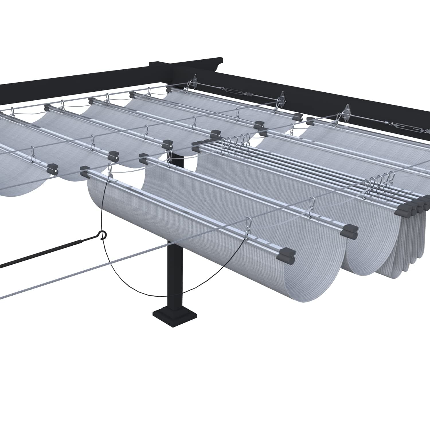 ECOOPTS 7'x11' Retractable Wave Sun Shade Canopy Pergola Cover Shade Sail Awning for Patio Porch Garden Yard Deck Outdoor (Light Grey)