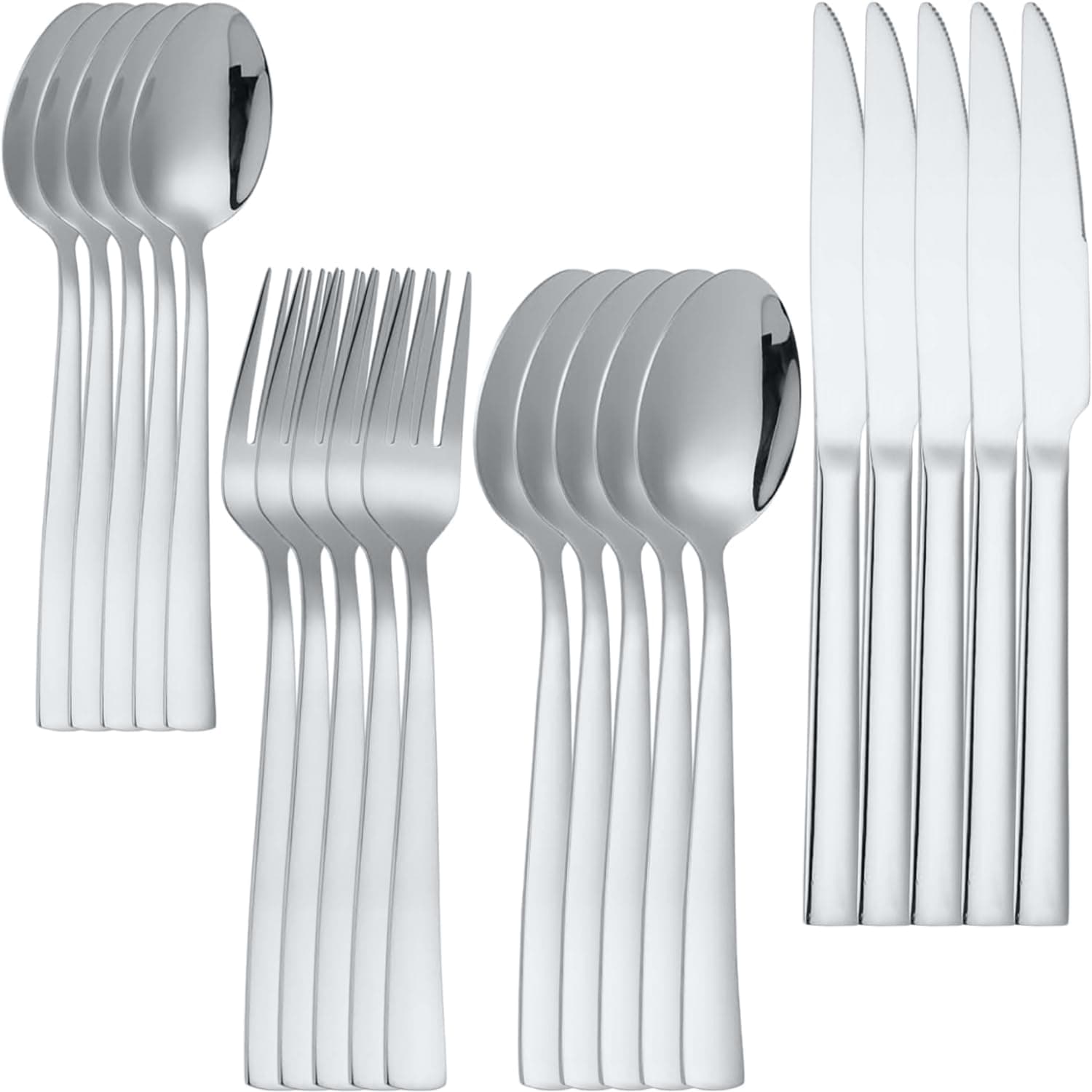 Silverware Set for 5, 20-Piece 18/10 Stainless Steel Flatware Set,Forged Cutlery Set Matte Finish for Home,Restaurant and Parties, Dishwasher Safe.