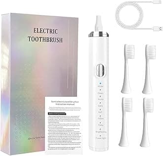 Electric Toothbrush,Rechargeable Deep Clean Toothbrush with 4 Replacement Heads,8 Modes with 2 Minutes Built in Smart Timer,Black Toothbrush for Women Men Adults Kids