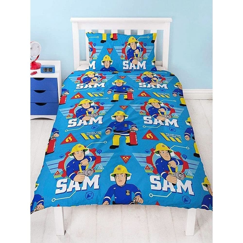 Fireman Sam Character New Official Cool' Design Single Duvet Set,Blue,Single