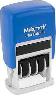 Maxmark Max Dater Self-Inking Phrase Date Stamp - Blue Ink APPROVED Blue