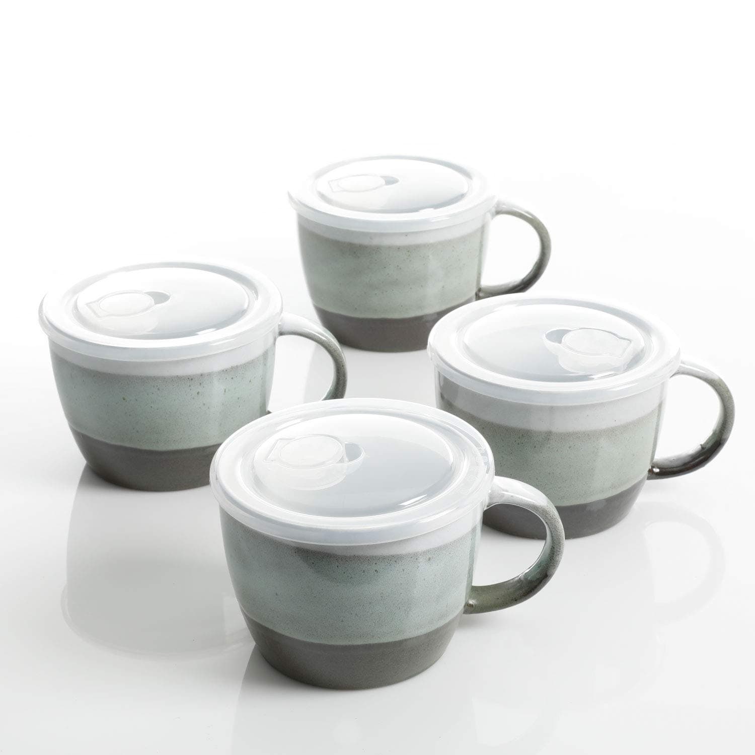 Gibson Home Souper Douper 4 Pack 29 Ounce Soup Bowls with Plastic Lids, Turquoise