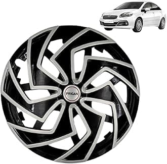PRIGAN Wheel Cover for Linea Old 14 Inch Black Silver Wheel Cap (Available in 13,14 Inch) (Set of 4 Pcs) (Press Fitting) Model- Spider BS-14