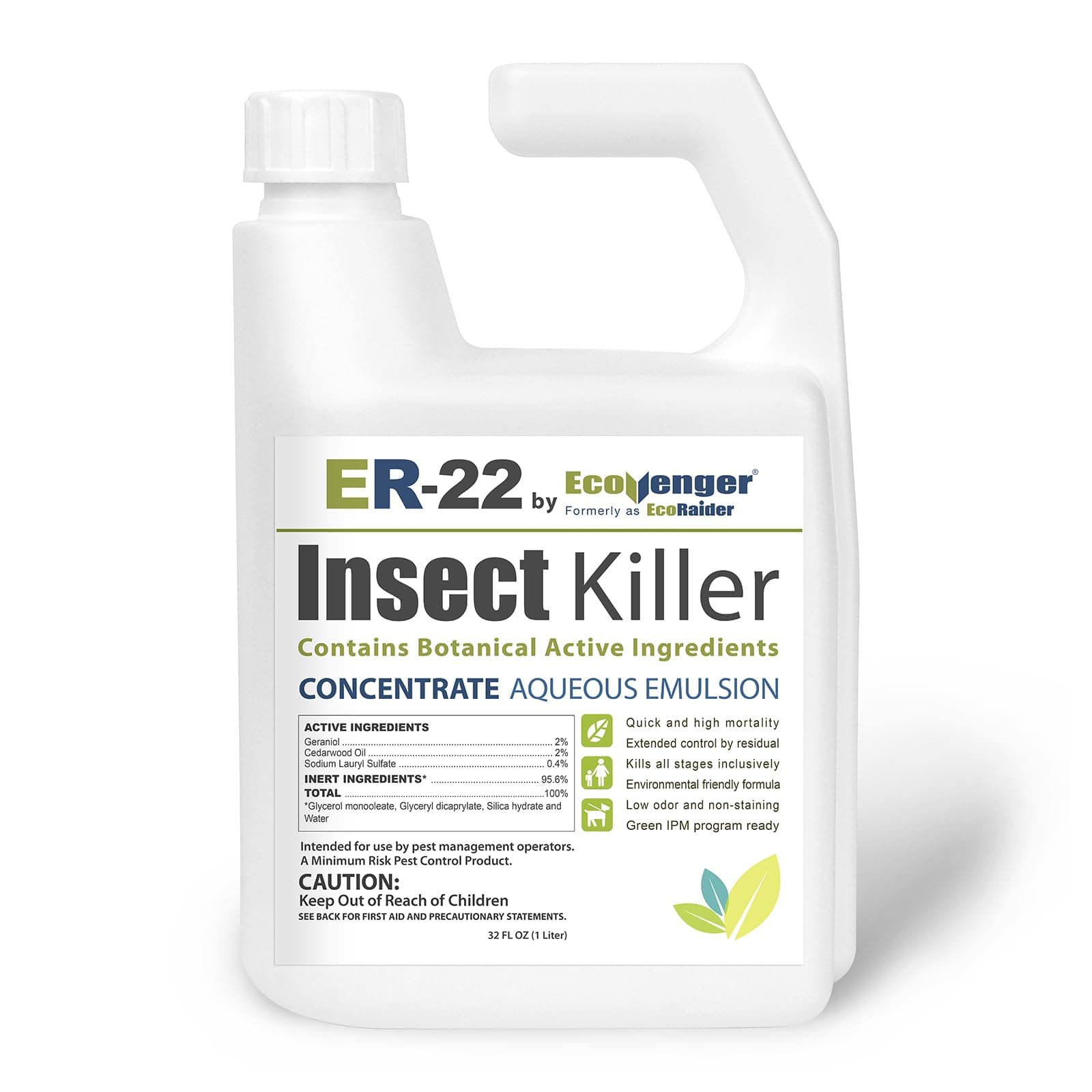 ER-22 by EcoRaider Professional Grade Insect Killer Concentrate 32OZ, for Bed Bugs, 100% Efficacy, Extended Residual, Green and Non-Toxic