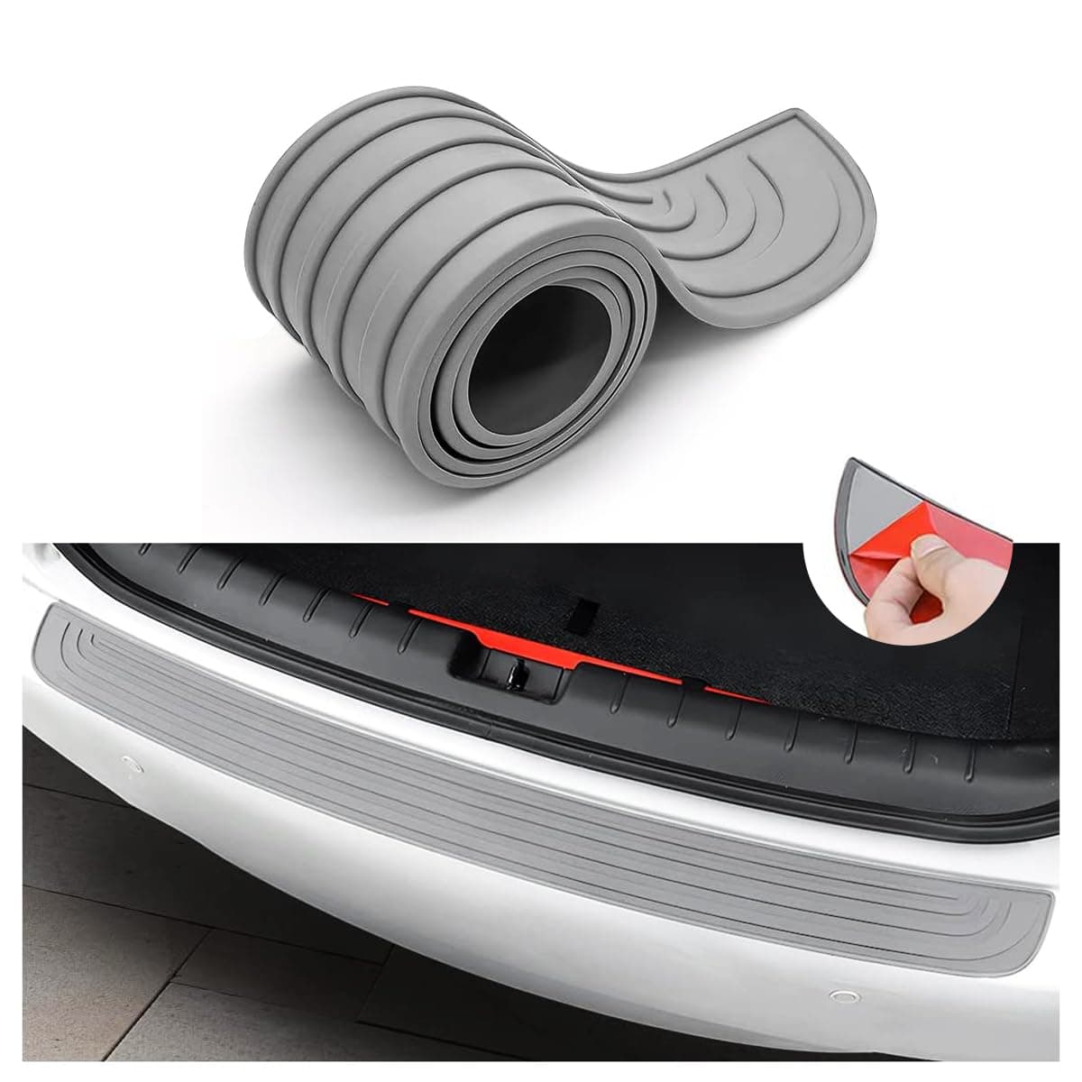 Ziciner Car Rear Bumper Protector Guard, Auto Anti-Scratch Collosion Rubber Trunk Door Entry Guards, Non-Slip Vehicle Bumper Protection Strip, Fit for Most Cars, SUVs, Vans and Trucks (35"x2.7", Gray)