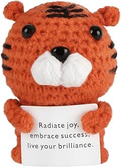 Positive Crochet Tiger Gift, Emotional Support Nuggets, Handmade Positive Crochet Animal, Encouragement Ornament, Emotional Support Crochet, Cheer up Decor for Birthday, Farewell Gift