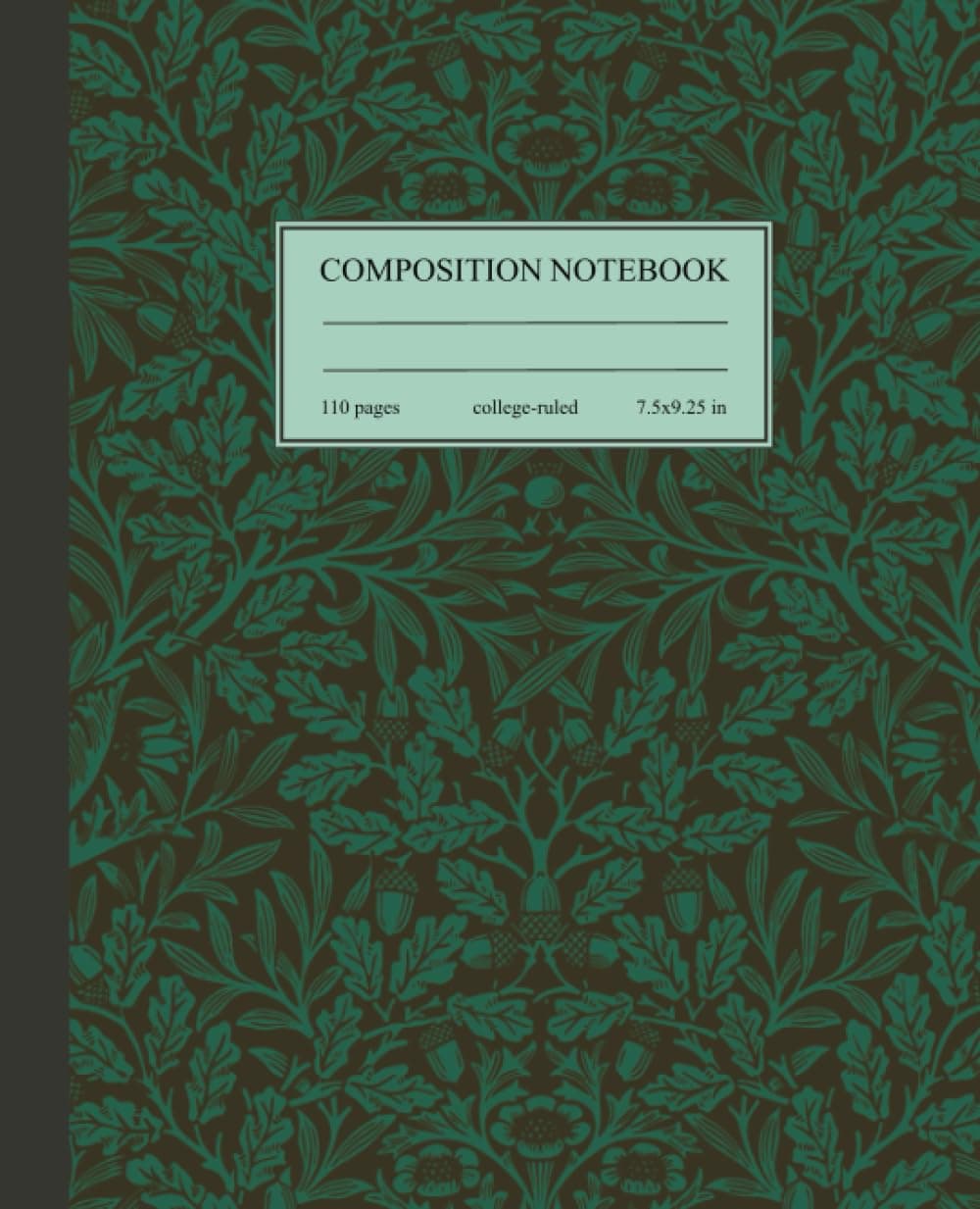 Composition Notebook College Ruled: Beautiful Vintage Olive Turquoise Floral Pattern | Botanical Aesthetic Journal for School, College & Work