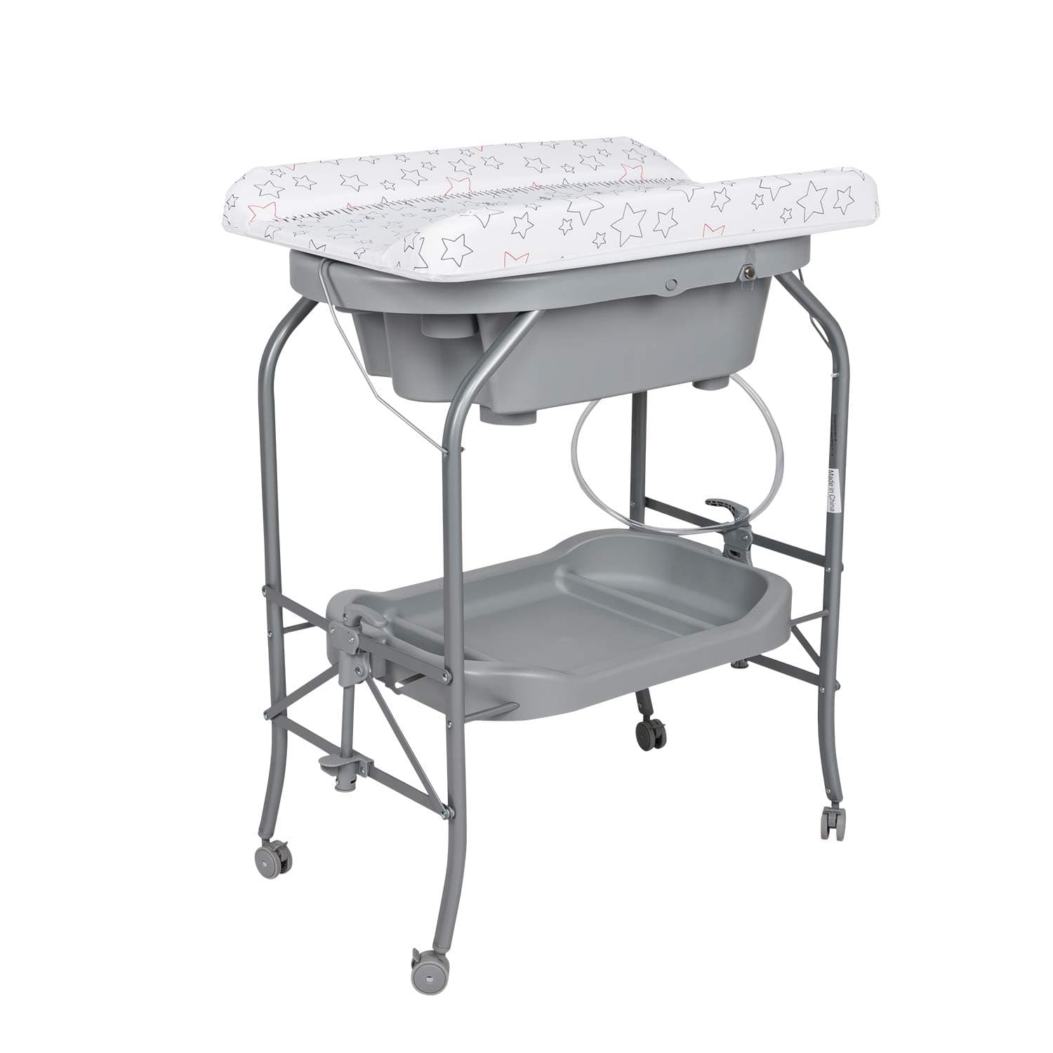 Kinfant Bathinette Folding Changing Table Baby Diaper Station with Bath Tub Unit, Portable Children Baby Dresser Unit Infant Nursery Trays Storage