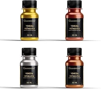 Acrylic Paint Metallic Non-Fading & Shimmering Venezia Non-Toxic Metallic Colour with Rich Pigments Ideal for Kids Artist & Beginners Pack of 4 50ml Each
