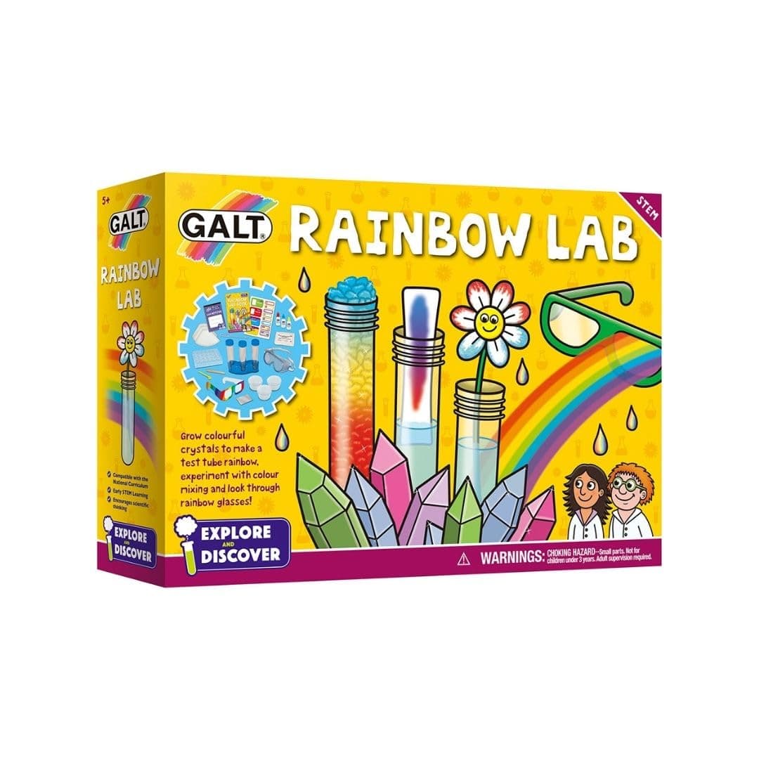 Galt Rainbow Lab - Explore & Discover Childrens Science Kit - 12 Science Experiments for Kids, Colourful Crystals - STEM Toys & National Curriculum Compatible - Gifts for Boys & Girls Ages 5 P