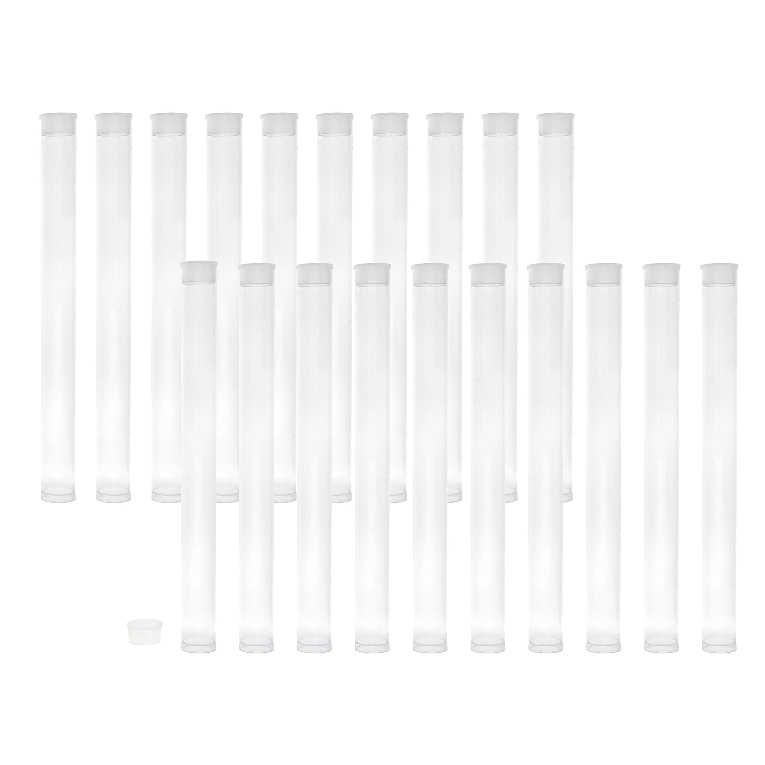 Clear Plastic Tubes - 6-Inch-Long Round Tubes, 9/16 Inches in diameter - Flat Caps - Use for Beads, Bath Salts, Wedding & Party Favors, Home or Office Storage - Bag of 20