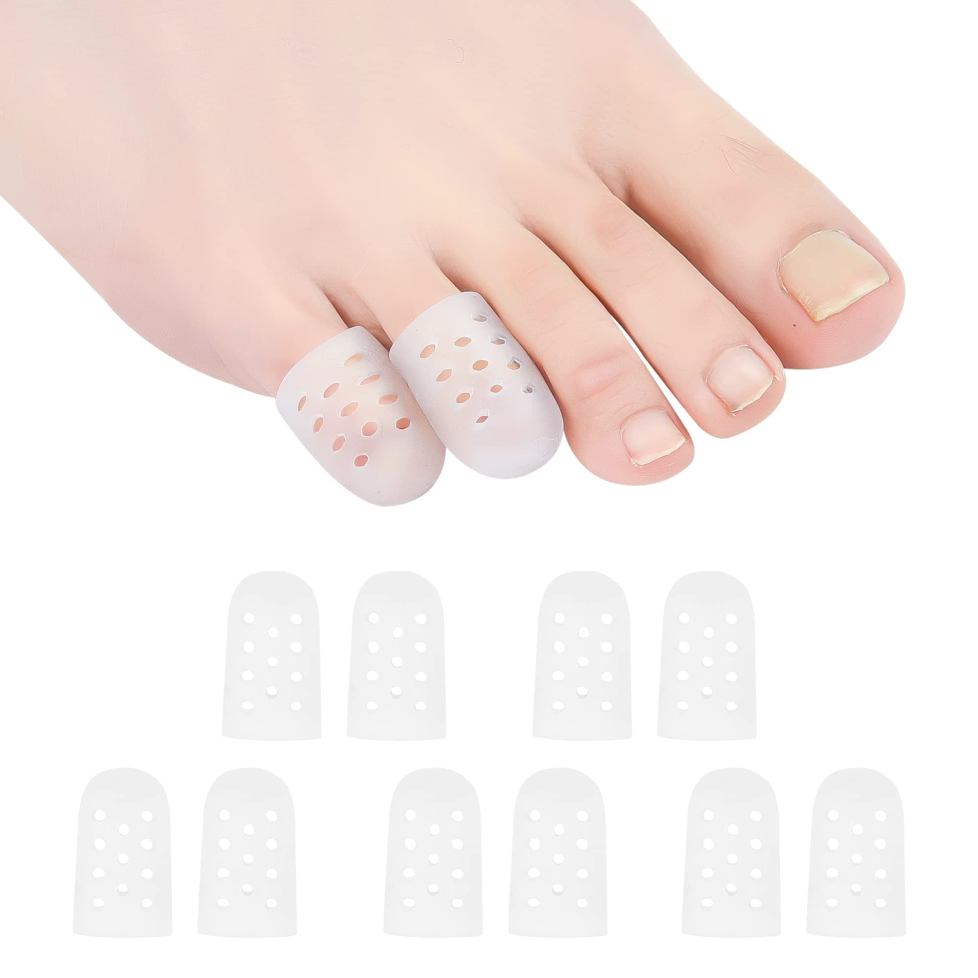 HoogooPinky Toe Sleeves, 10 Pcs Breathable Toe Protector Toe Cover Sleeves with Holes for little toes