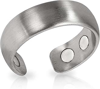 MagnetRX® Magnetic Ring - Elegant Stainless Steel Ring - Magnet Rings for Women & Men (Brushed Silver, Size: 6)