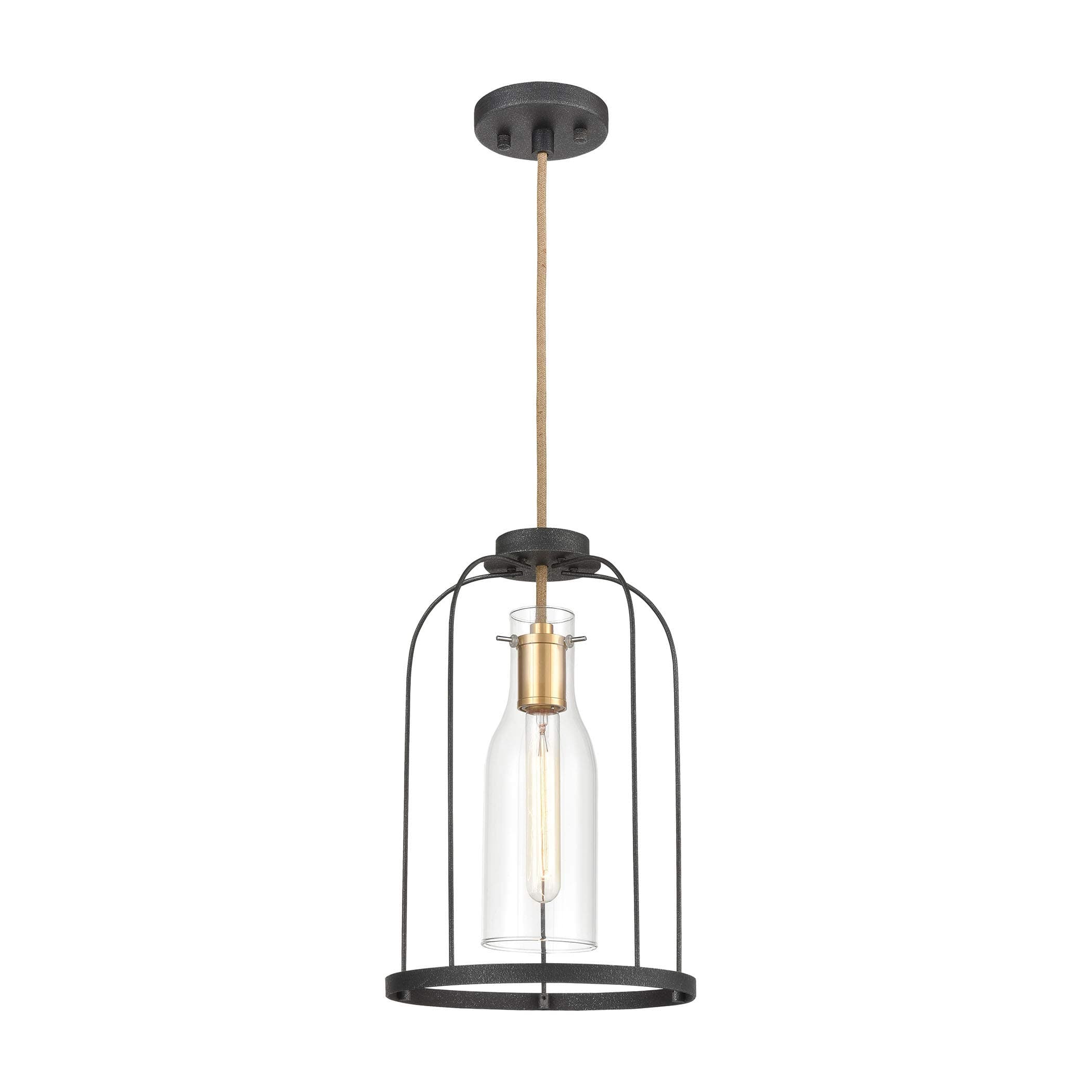 Elk Lighting 15444/1 Pendant Light, Silverdust Iron, Satin Brass