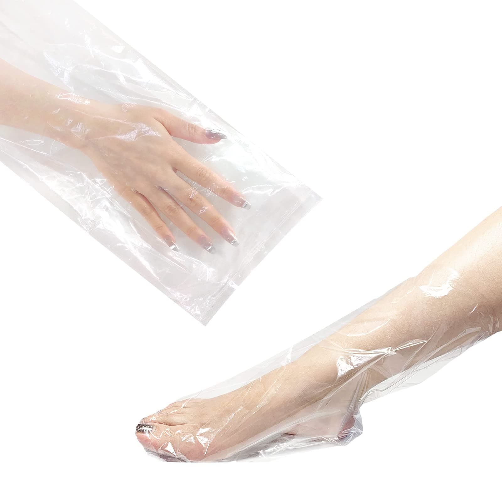 Hand and Foot Liners Disposable, Thermal Mitt Liners, Paraffin Bath Liners, Plastic Socks and Gloves for Hot Wax Therapy(100PCS)