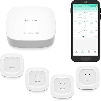 YoLink Smart Home Starter Kit: Water Sensor 4-Pack & Hub Kit - Sensor Compatible with Alexa and IFTTT, 1/4 Mile Range, Instant Remote App, Text(Limited) and Email Alert