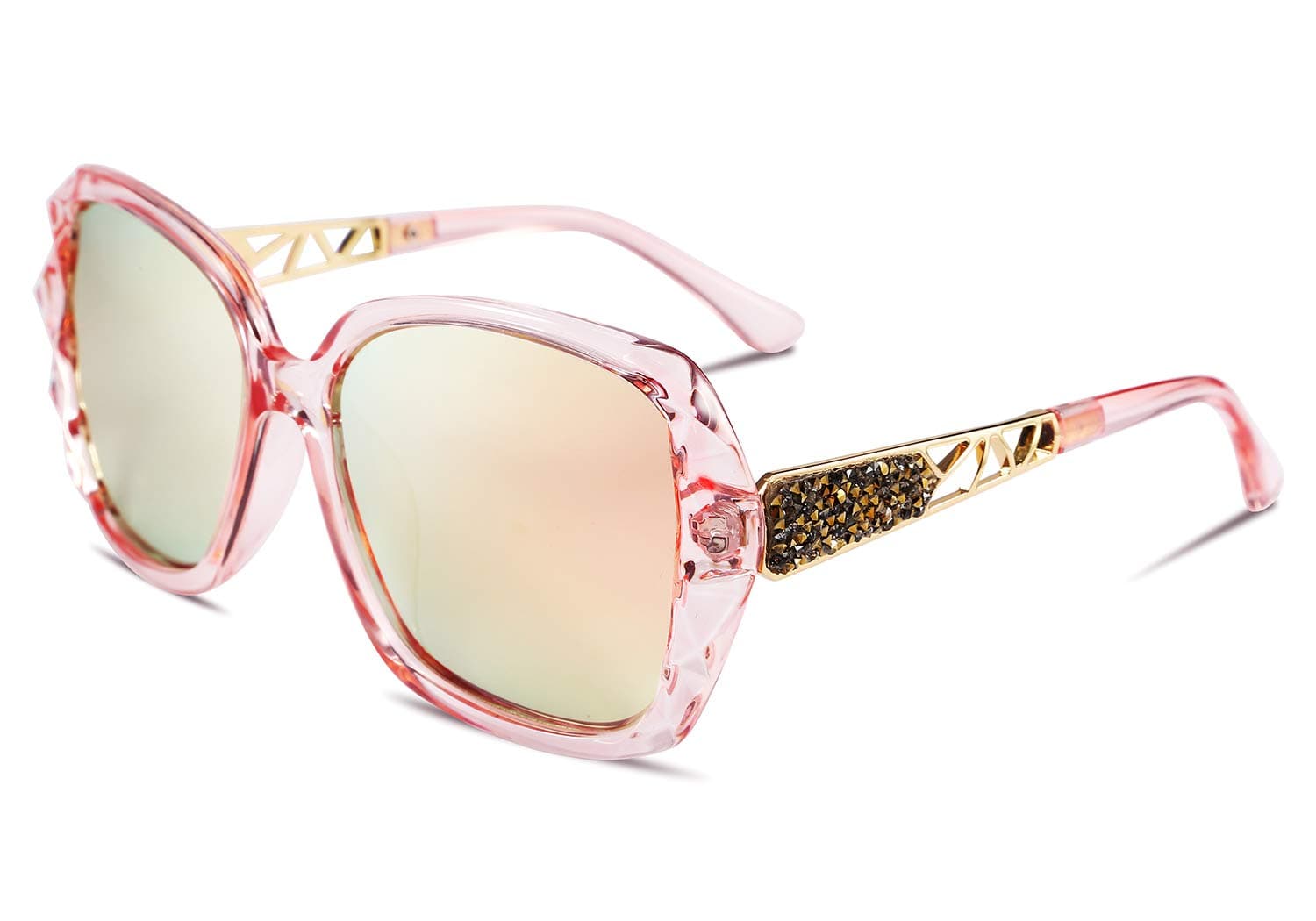 Polarized Women Square Sunglasses Sparkling Composite Shiny Frame B2289