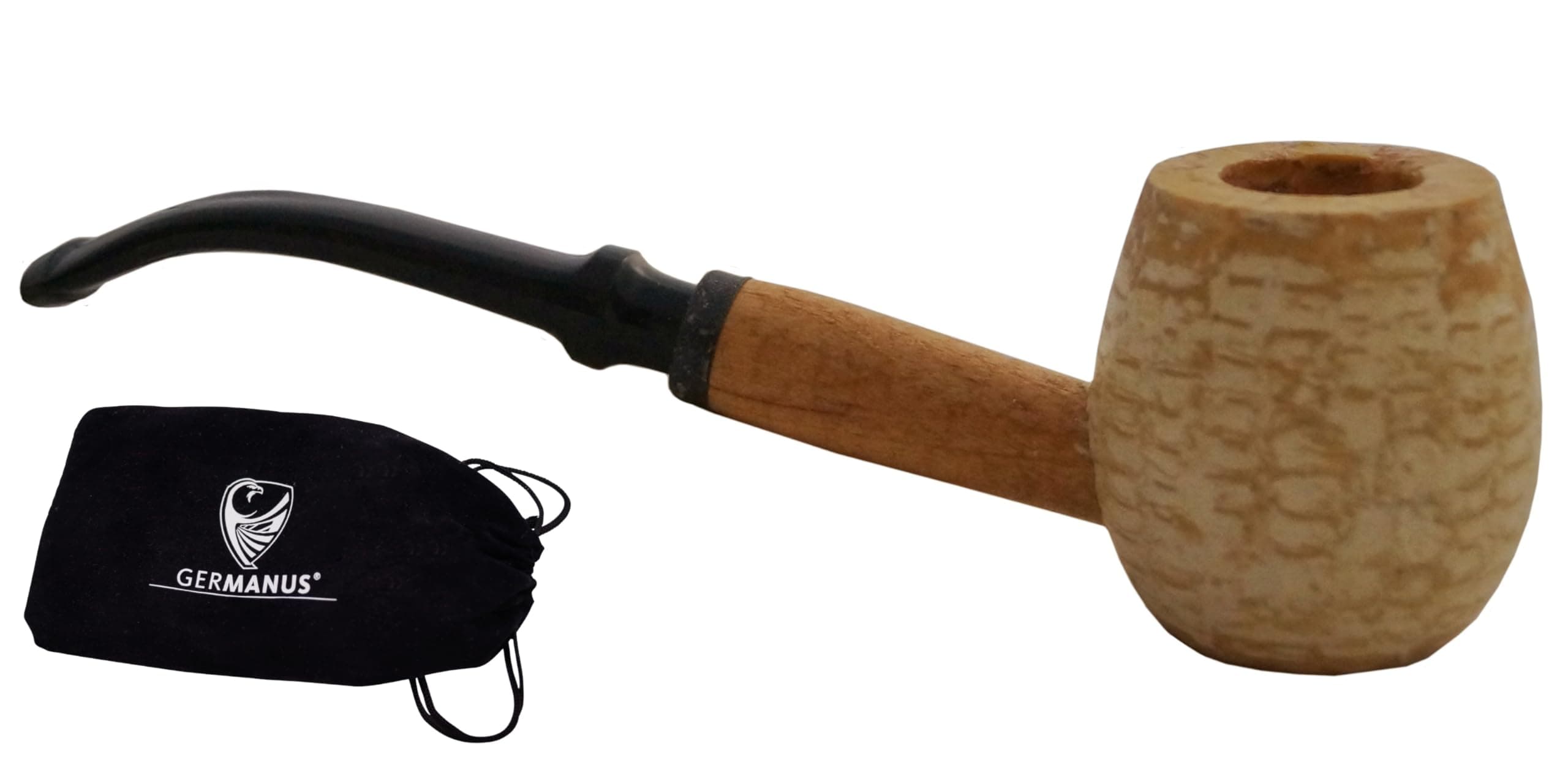 GERMANUS Original Corncob Pipe - Apple Bent - Tobacco Pipe incl. Pipe Bag, Sailor