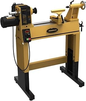 Powermatic 14" x 20" Variable Speed Woodworking Lathe with Open Stand, Reversible Wood Turning Machine, 1 HP, 120V 1Ph (PM2014)