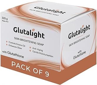 Glutalight Soap | Glutathione | Body Tan Removal | Detan | Sabun Soap | Bath Combo Offers | Shop Bath | Bathing | Helps Control Excess Oil | For Glowing Skin - Pack of 9