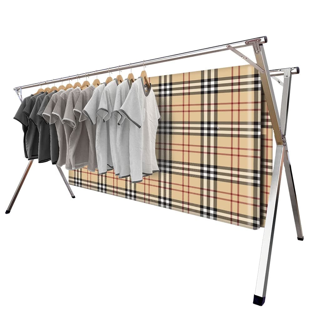 2026 Premium Stainless Steel Clothes Drying Racks, Foldable and Adjustable Laundry Drying Rack Clothing for Indoor Outdoor （79" D x 28.4" W x 50.4" H）
