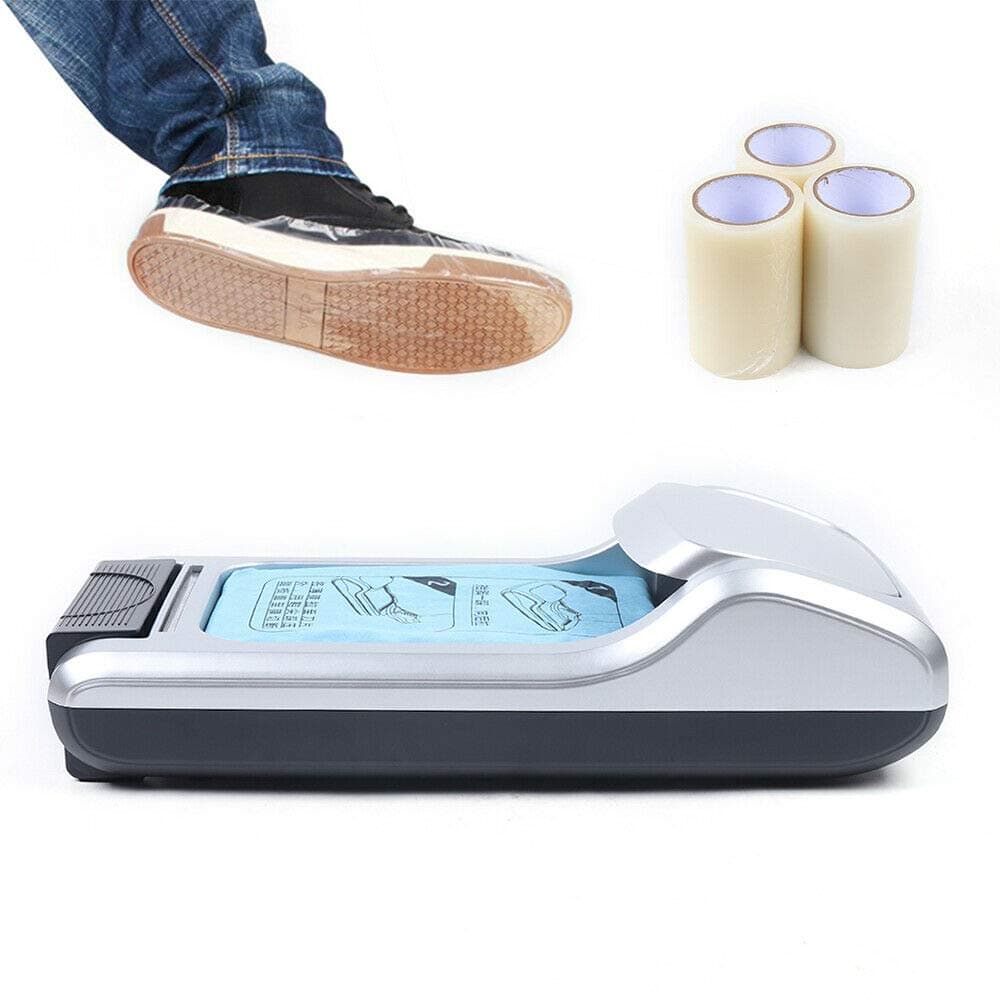 Automatic Shoe Cover Dispenser, Disposable Plastic Shoe Covers, Shoe Wrapping Machine, Smart Shoe Film Machine Floor Guard Shoe Cover with 3 Roll Shoe Film