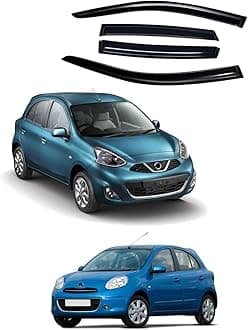 Unbreakable Door Visor/Wind Deflector/Rain Guard Compatible for Nissan Micra (2010 to 2018) (set of 4pc)