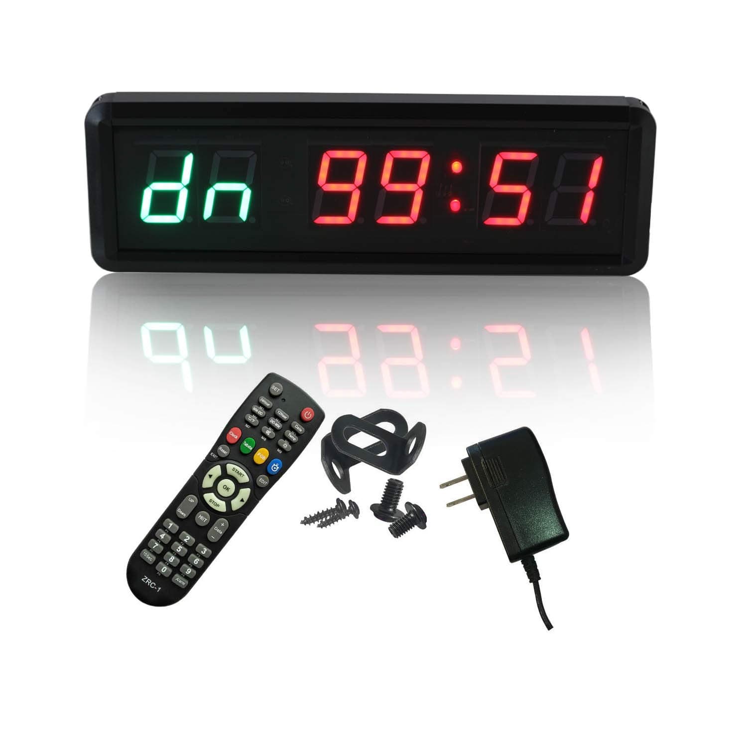 Large Workout Clock for Home Gym, 11" Wall Mount Gym Timer Clock with Remote, (1.5-inch Digits, Green+Red)