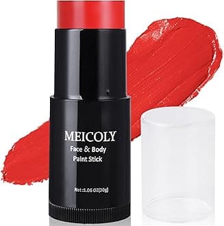 Devil Red Face Body Paint Stick (1.06 Oz),Sweatproof Waterproof Face Piant for Clown Joker Demon Vampire Spiderman Halloween Makeup,Cream Blendable Full Body Paint,Red Eye Black Stick