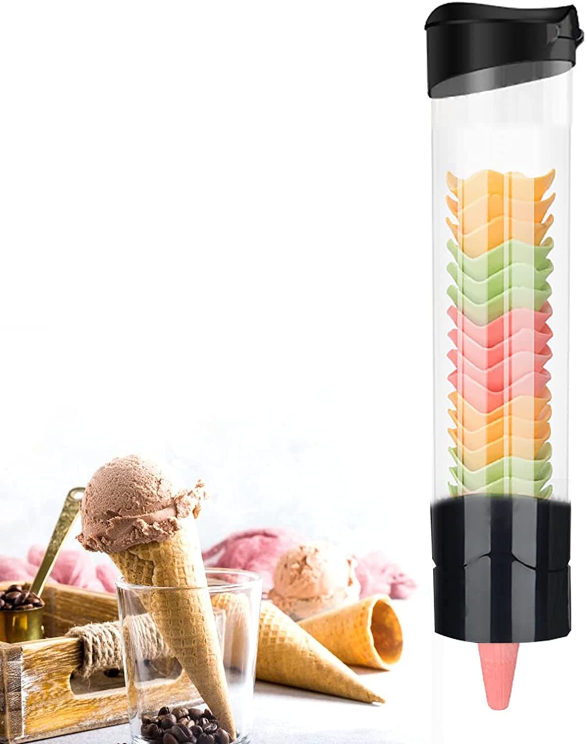 Ice Cream Cone Dispenser Holder Wall Mount Cone Holder Waffle Cone Dispenser for Ice Cream Machine, 16.9"Hx3.9"D