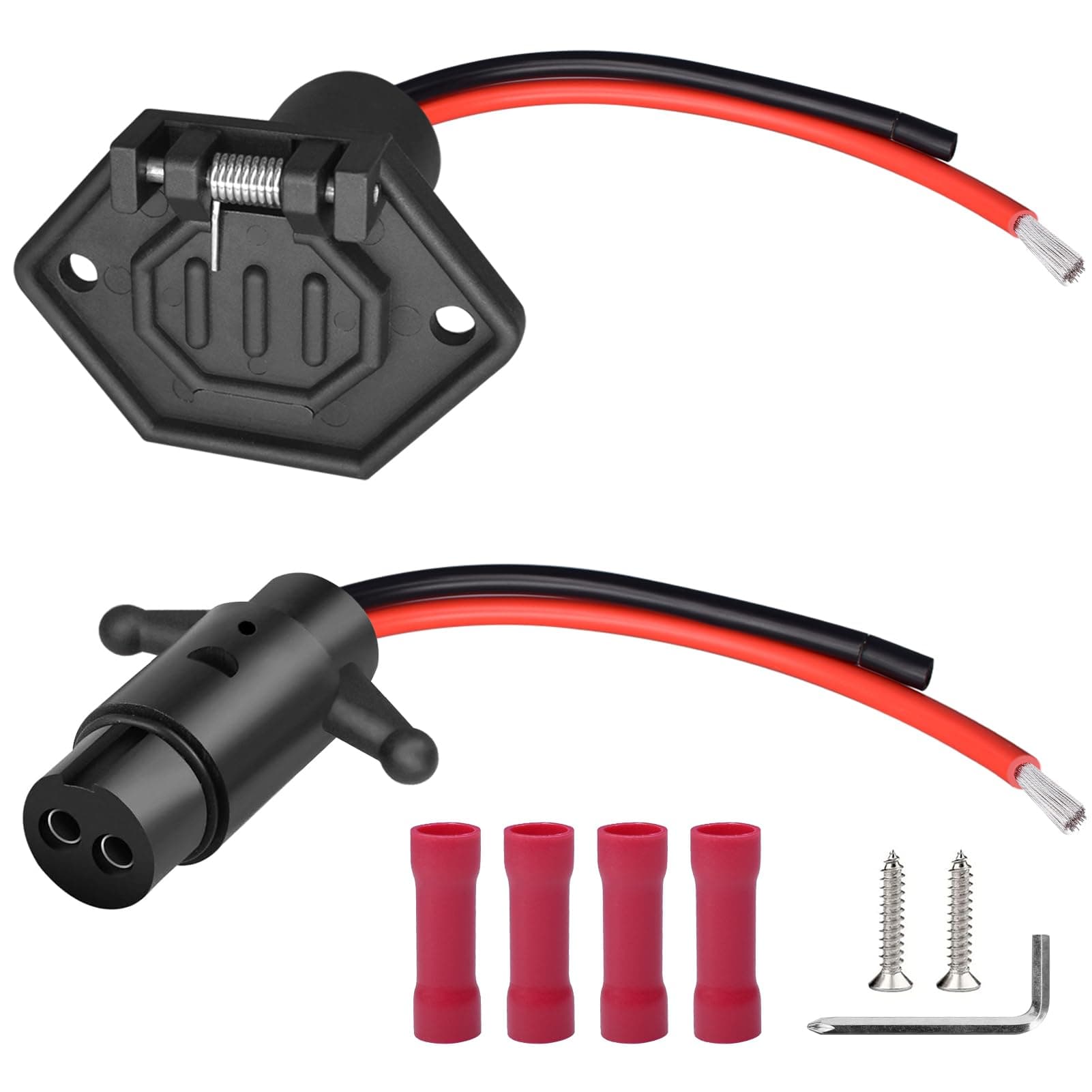 40A Waterproof Trolling Motor Plug & Receptacle Set for Minn Kota Marine Boats 12-48V System - Quick Connect with 2 Pre-Wired Male/Female Connectors