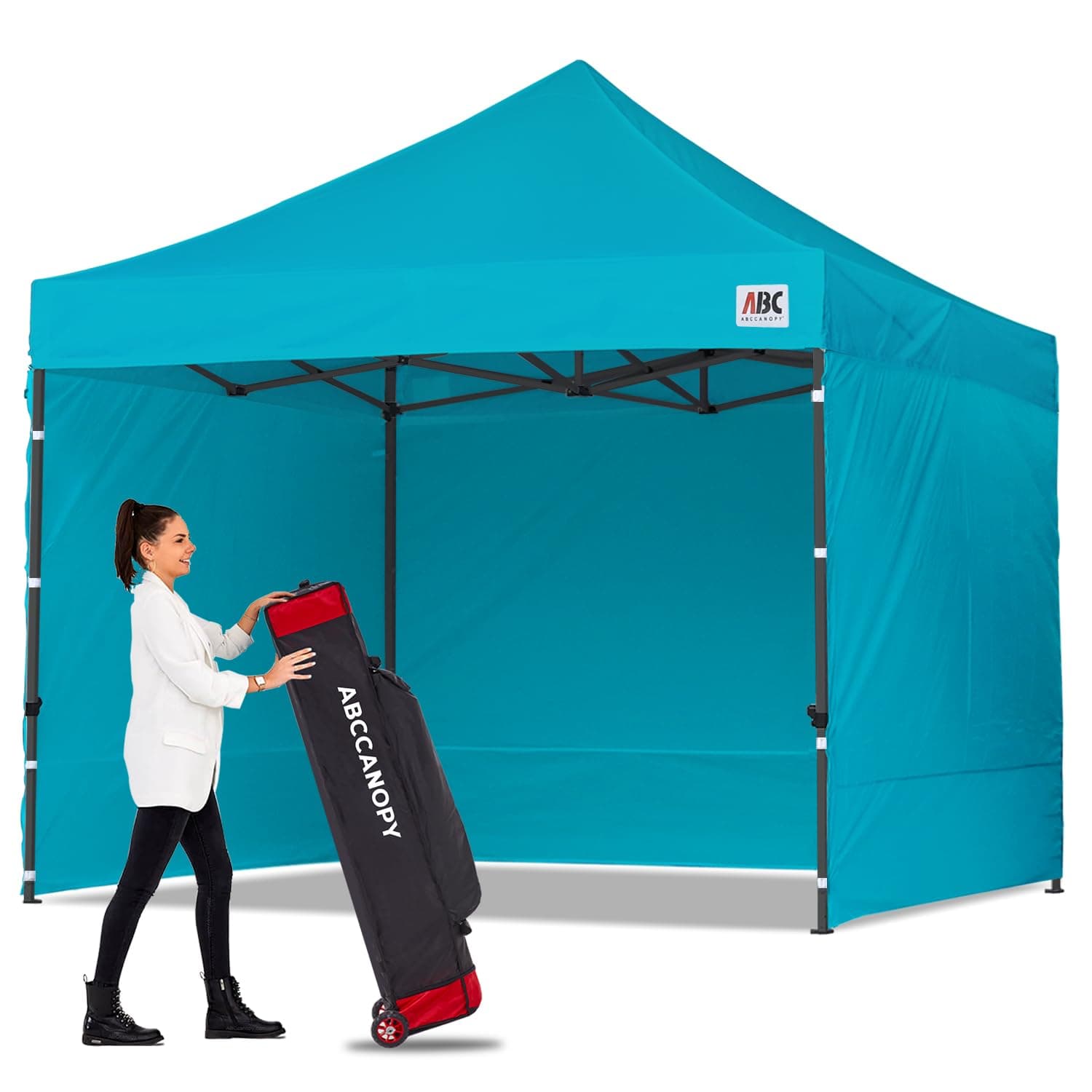 Heavy Duty Easy Pop up Canopy Tent with Sidewalls 10x10, Turquoise