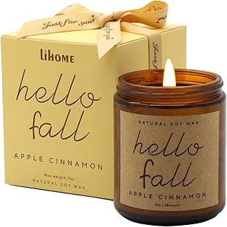 Fall Decorations for Home - Fall Candles, Gifts for Women, Natural Soy Wax Apple Cinnamon Scented Candles