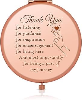 Boss Mentor Appreciation Gift for Women: Rose Gold Compact Mirror, 2.6 Inch, Magnifying & Regular Sides, Portable, Perfect for Makeup, Retirement, Going Away Gifts