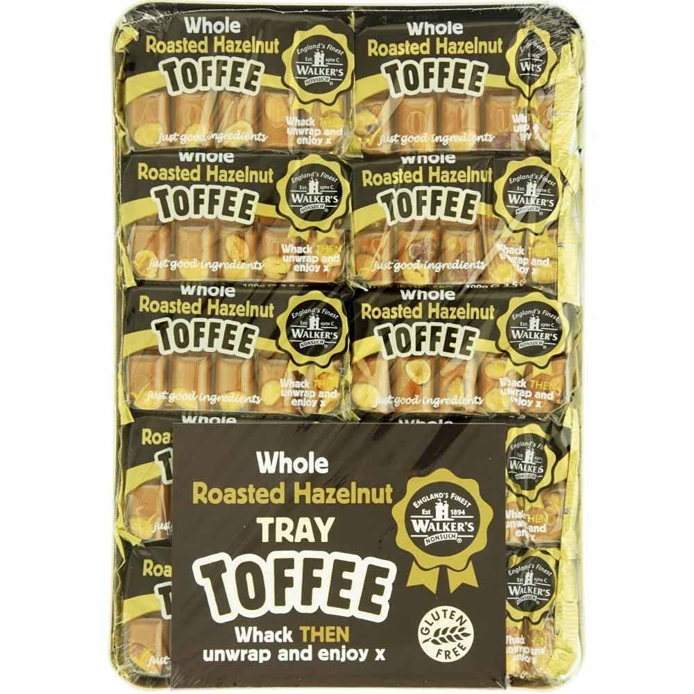 Walkers NonSuch Toffee Bars 10 x 100grams with Tray Gift British Made (Roasted Hazelnut - Tray)