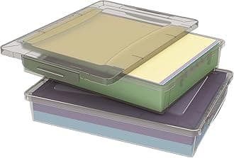 Lifewit 2 Pack Plastic Multi-Purpose Storage Box with Latching Lids, Gray A4 Paper Storage, Classroom Organization, Storage Containers for Board Game, Craft, Document, Magazine, Art Supplies