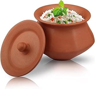 Natural Handcrafted Dahi Handi | Curd Bowl with Lid for Cooking | Eco-Friendly Terracotta Clay Handi | Organic Clay Bowl | Perfect for Kitchen Decor (Phal Handi, 1 Liter)