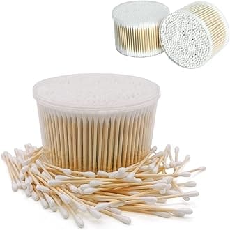 DELFINO 1000 PCS Cotton Swabs Wooden Cotton Buds Bamboo Biodegradable Eco Friendly Sticks Dual Tipped Applicators Organic Recyclable Biodegradable Cotton Buds for Ear Cleaning Makeup