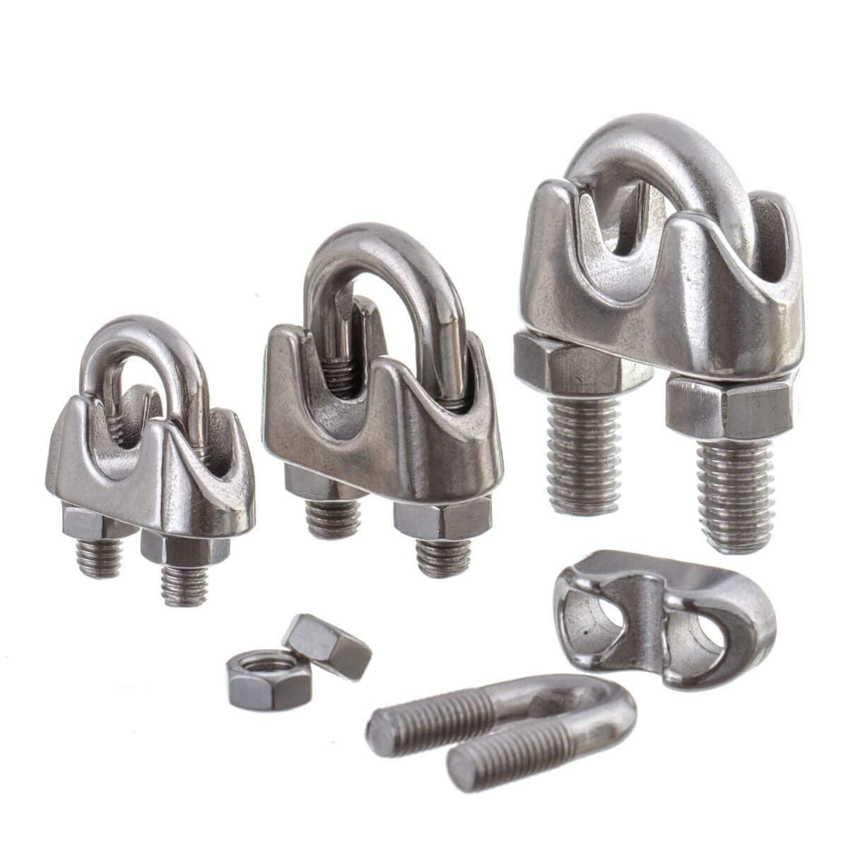 Pack of 10-2mm Wire Rope clamp Grip Made from 316 A4 Marine Grade Stainless Steel