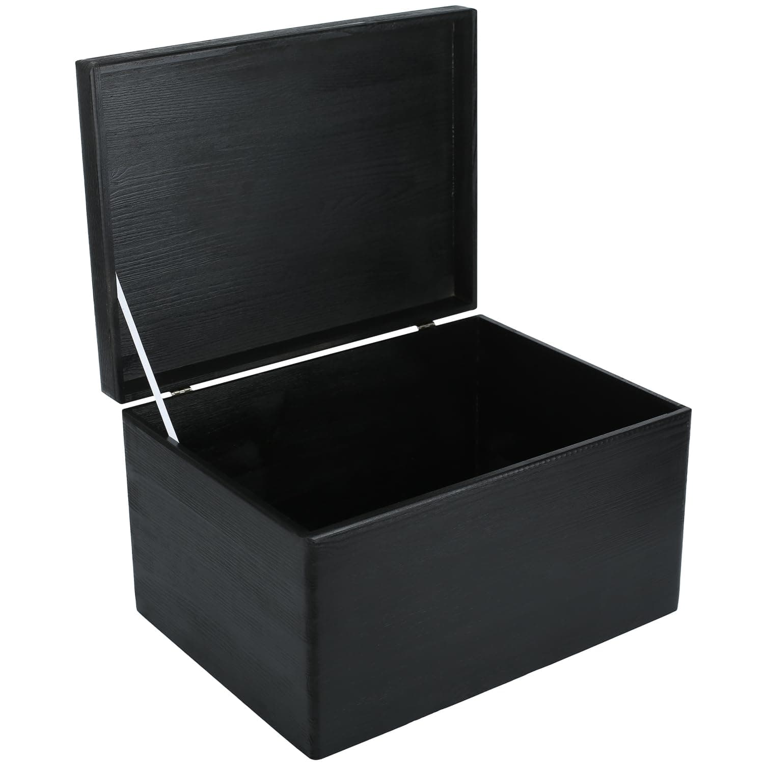Large Black Wooden Box Storage with Hinged Lid | 15.8 x 11.8 x 9.44 inches (+-0.5) | Gift Box for Tool Dog Toy Shoes Clothes Kitchen Storage Document | Wood Keepsake Chest