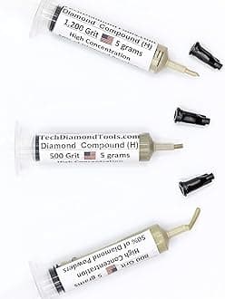 TechDiamondTools Kit of 3 Diamond Lapping Paste Polishing Compound USA Made 500 800 1200 Grit Lapidary Paste for Rock Glass Metal Jewelry Resin Marble with High Concentration of Diamond Powder